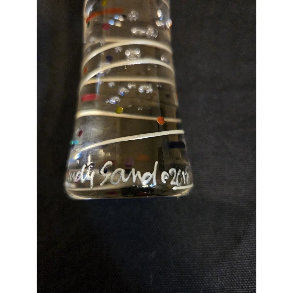 Mindy Sand Bubble Champagne Flutes Set of 4 Signed 2018 Hand Painted Art Glass